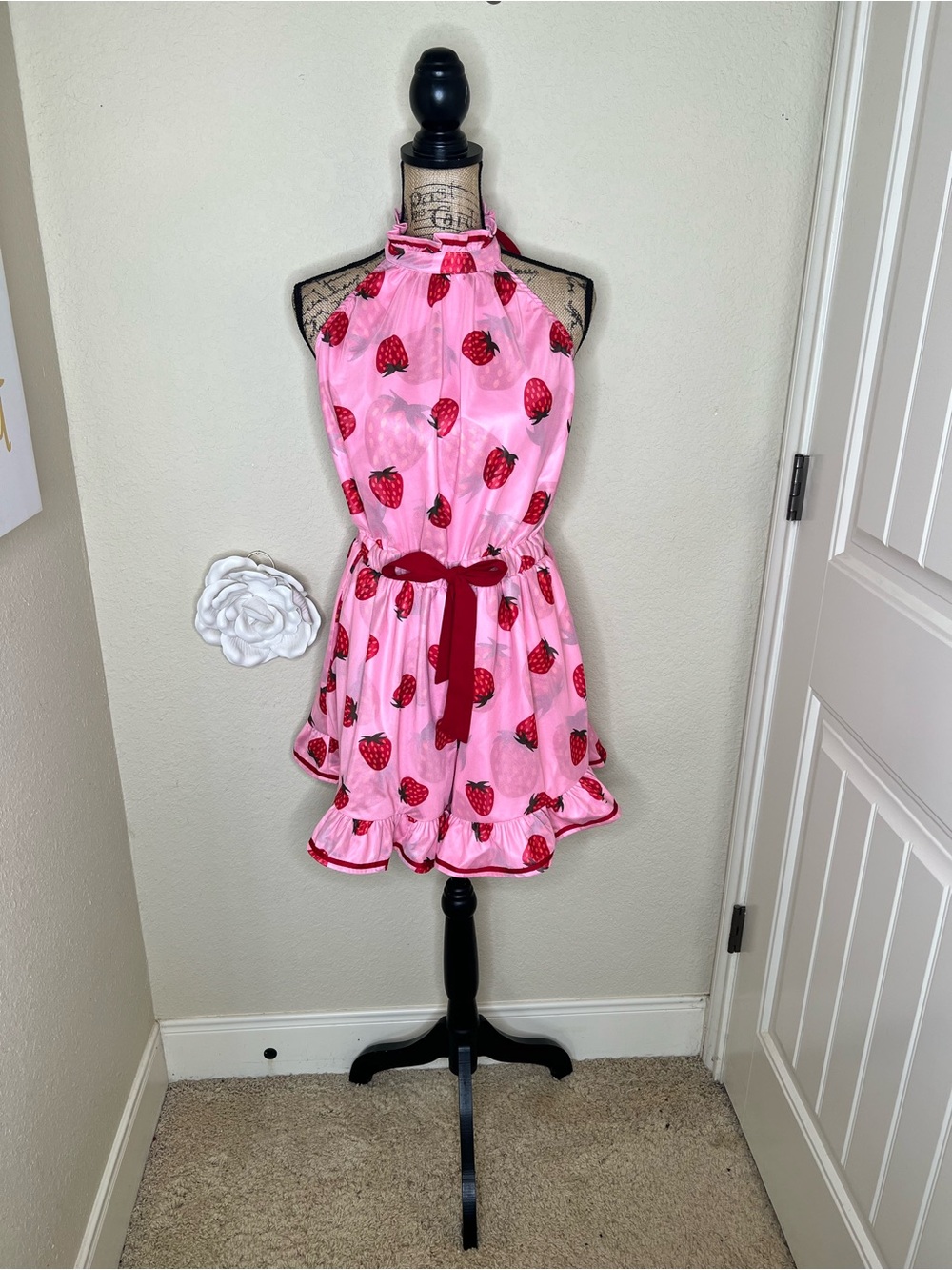 NTM: Mochipan Strawberrycore Pink Halter Mini Dress Kawaii Coquette M